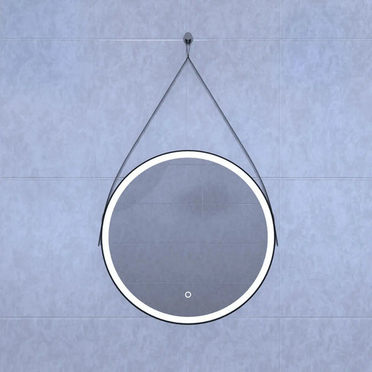 Gleam Hanging LED Bathroom Mirror - 600mm - Matte Black in cool white light