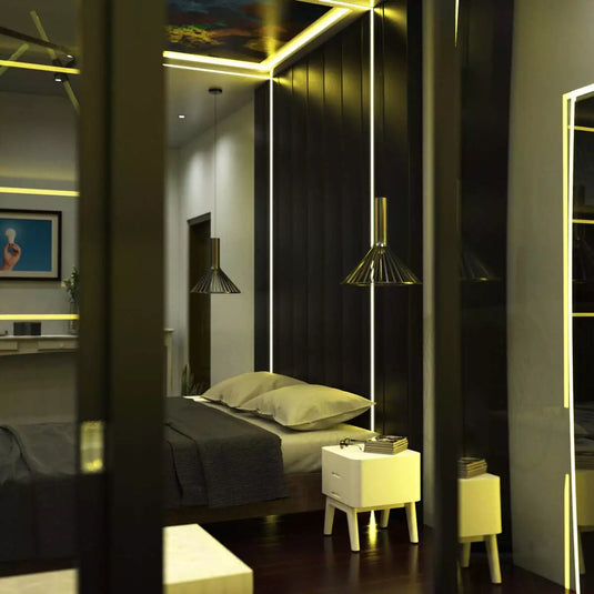 Trimless Plaster In Aluminium Profile With Diffuser & End Caps , 2m Long led light on headboard bedroom