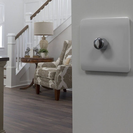 Dimmer switch fitted on a wall