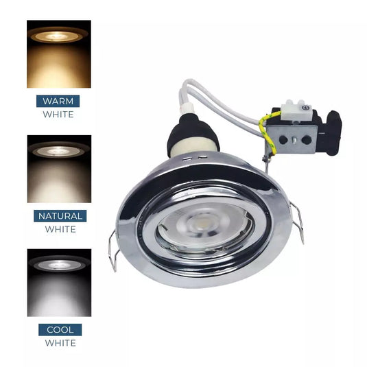 Recessed GU10 Tilt Downlight in Chrome LED colour options
