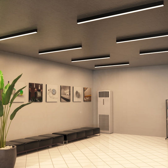 6FT (180cm) LED Linear Light CCT Selectable, Surface or Suspended Mount, Black Finish