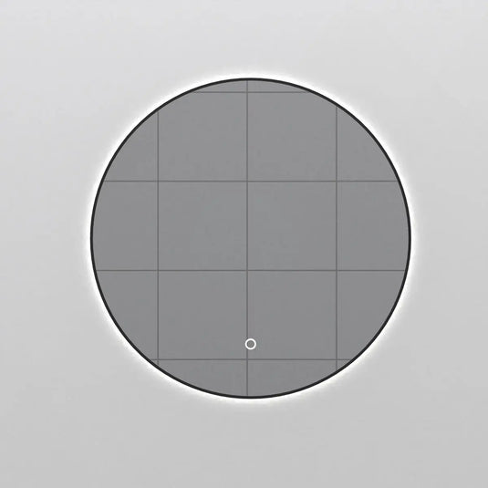 Luxe, 600mm LED Bathroom Mirror - Brushed Black front facing shot in natural white light