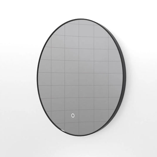 Luxe, 600mm LED Bathroom Mirror - Brushed Black facing on the left side shot