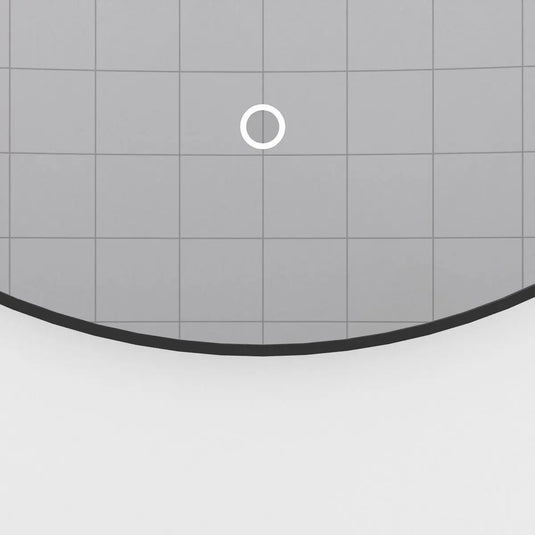 Luxe, 600mm LED Bathroom Mirror - Brushed Black close up shot of the touch switch