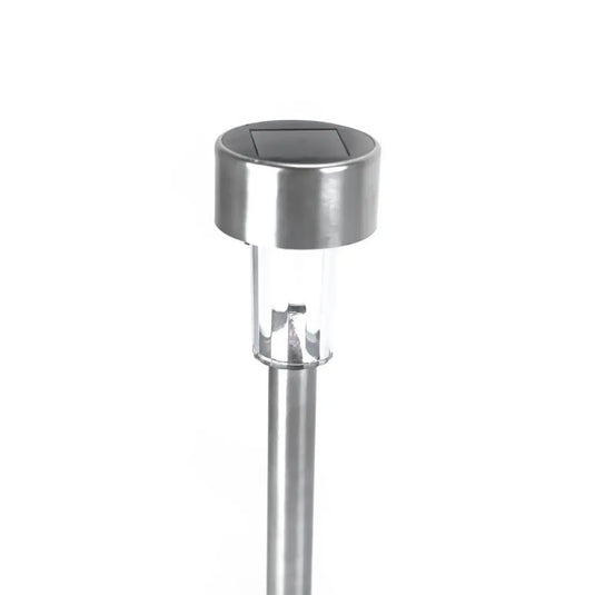 Melbourne LED Solar Stainless Steel Stake Light close up shot with solar panel