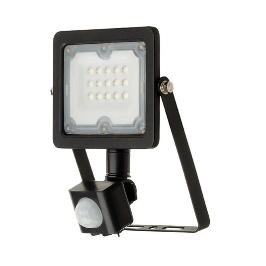 10w LED Floodlight With PIR Sensor, 6000K IP65 Black