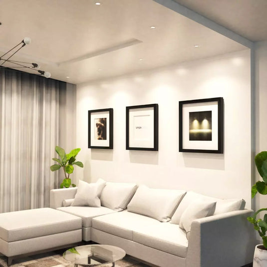 mid shot of living room with White GU10 Tilt Downlight