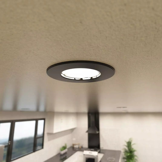 aerial view mounted in ceiling Matt Black Fire Rated GU10 Downlights