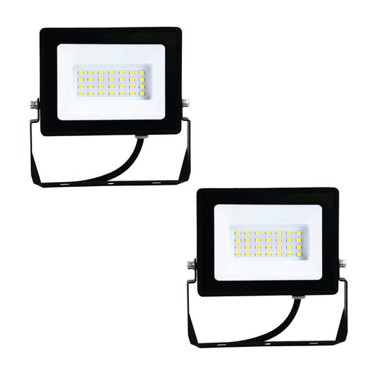 Two 30w eco LED floodlights in black
