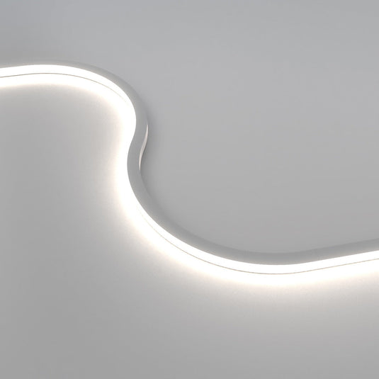 Natural white neon flex bent into a curve