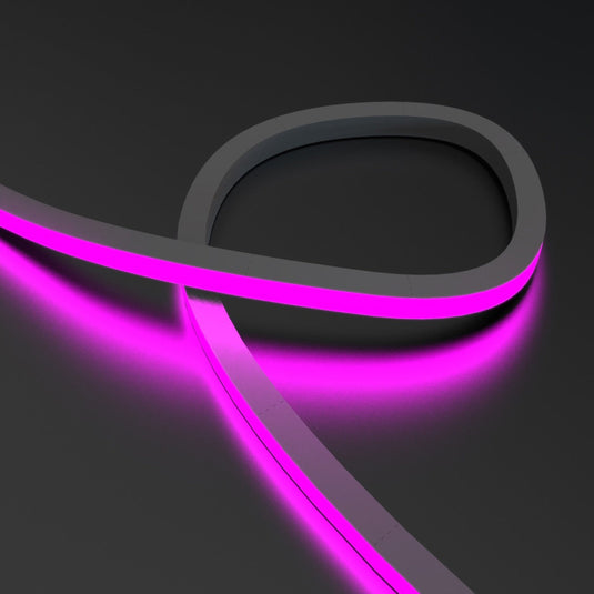 Close up of looped RGB neon flex glowing pink