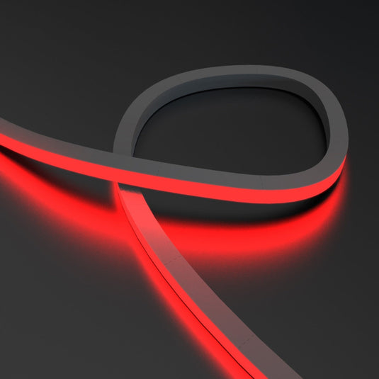 Close up of looped RGB neon flex glowing red