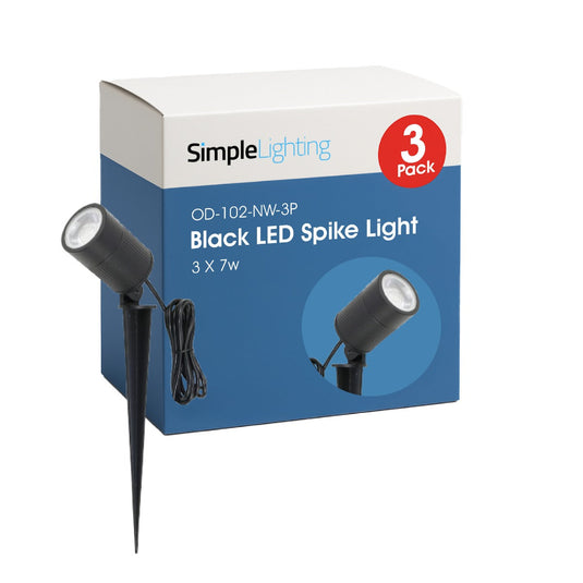 Pack of three black 7w LED spike lights
