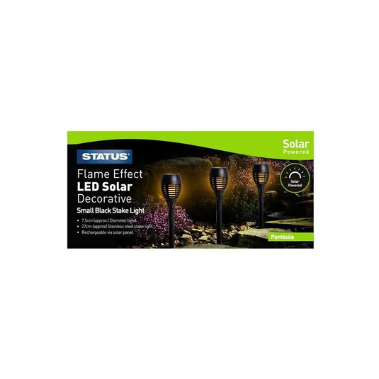Pack of 3 Pambula LED Solar Flame Effect Stake Lights in a box