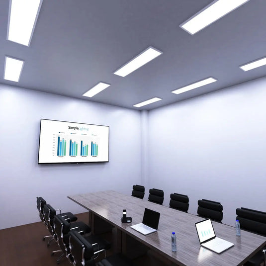 1200x300mm Surface Mounting Frame For LED Panel Lights in cool white light conference room setting