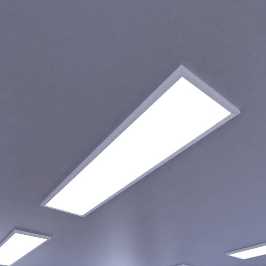 ceiling with mounted 1200x300mm surface-mounted CCT LED panels - cool white