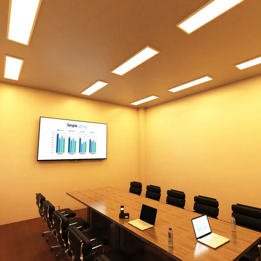 1200x300mm Surface Mounting Frame For LED Panel Lights in warm white light office setting