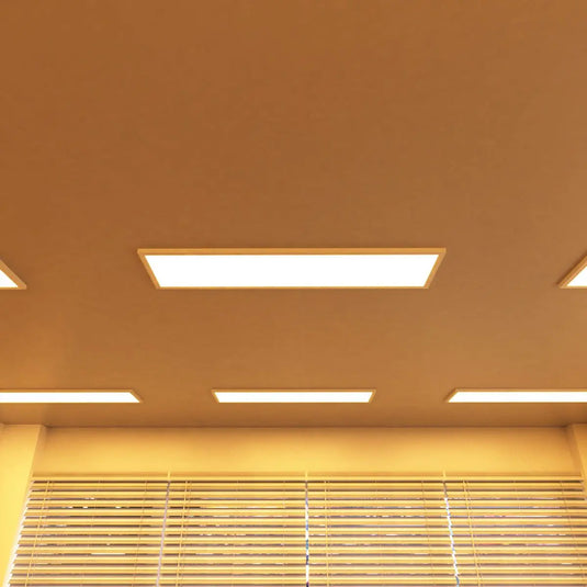 ceilings with 1200x300mm surface-mounted CCT LED panels - warm white