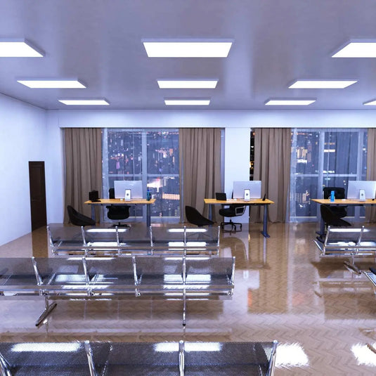 1200 x 600mm Surface Mounted LED Panel Light in cool white light office setting
