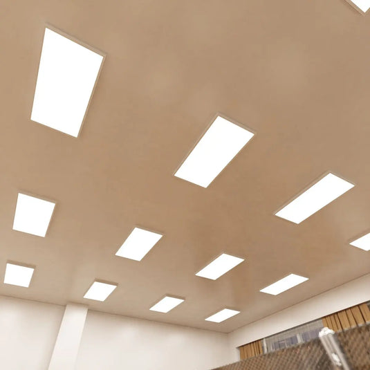 1200 x 600mm Surface Mounted LED Panel Light in natural white light mounted on the ceiling office setting