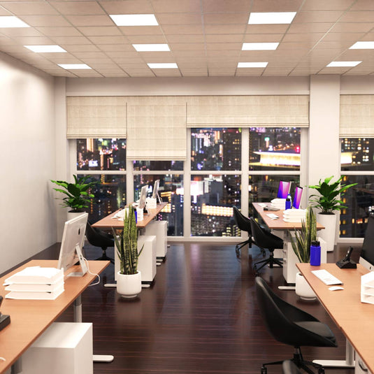 Ceiling with natural white LED panels