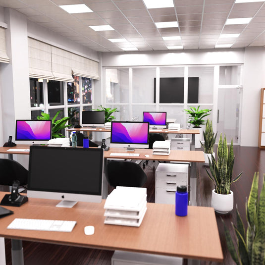 Room lit by cool white LED panels