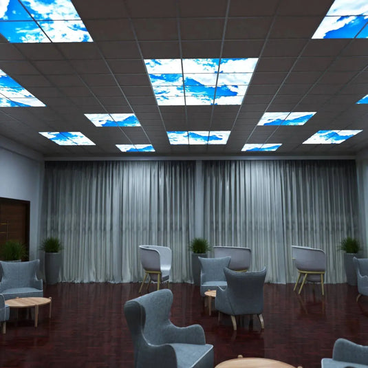 Set of 4 Sky Effect, LED Panel Lights closed curtain setting