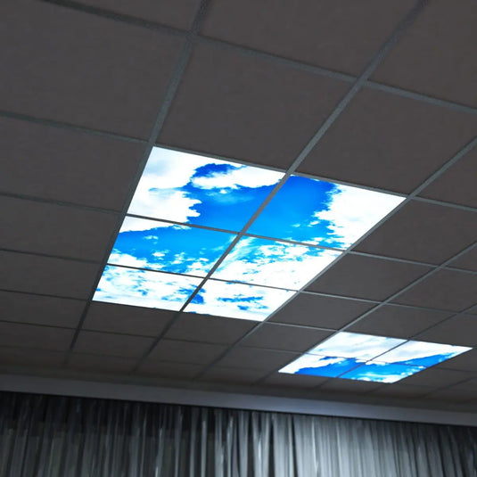 Set of 4 Sky Effect, LED Panel Lights mounted on the ceiling