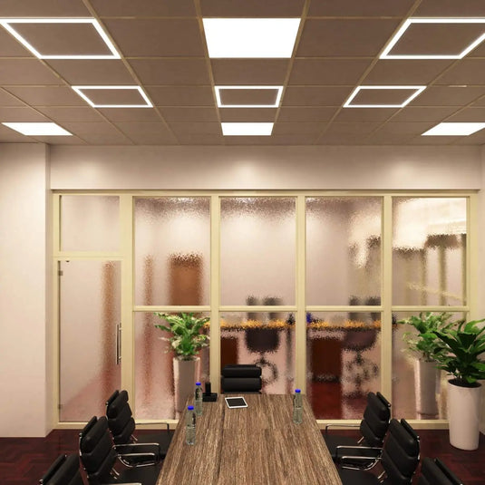 40w, Edge-Lit LED Panel Light - Natural White 4000K in conference room setting