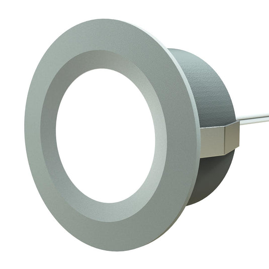 Round 30mm LED plinth light, silver finish