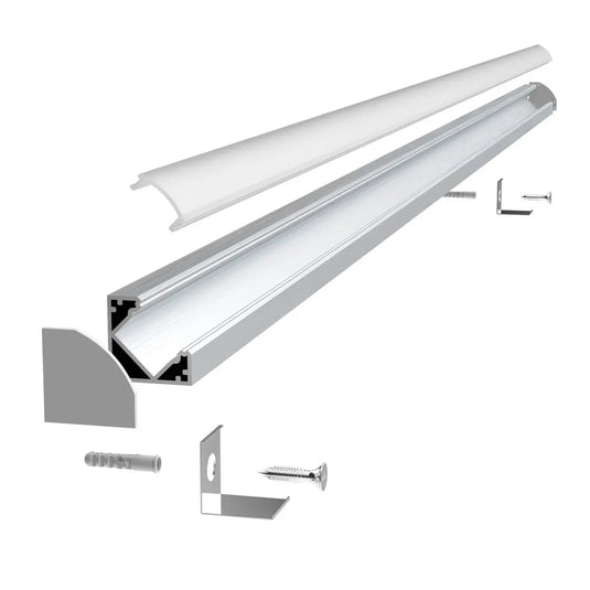 Corner Aluminium LED Profiles, 45 degrees deconstructed without LED strip