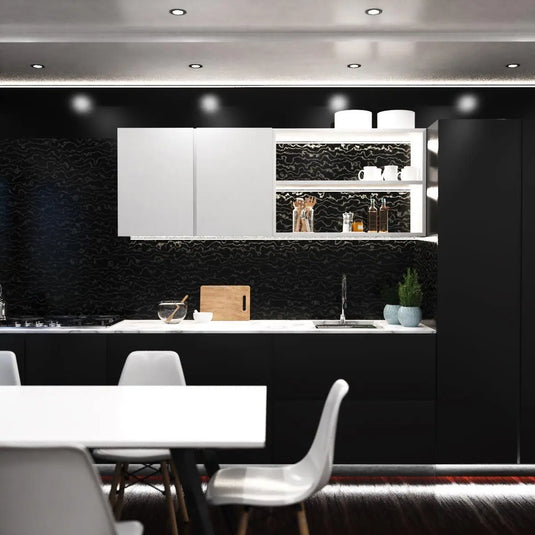 Black, Corner Aluminium Profile, With Frosted Diffuser kitchen setting