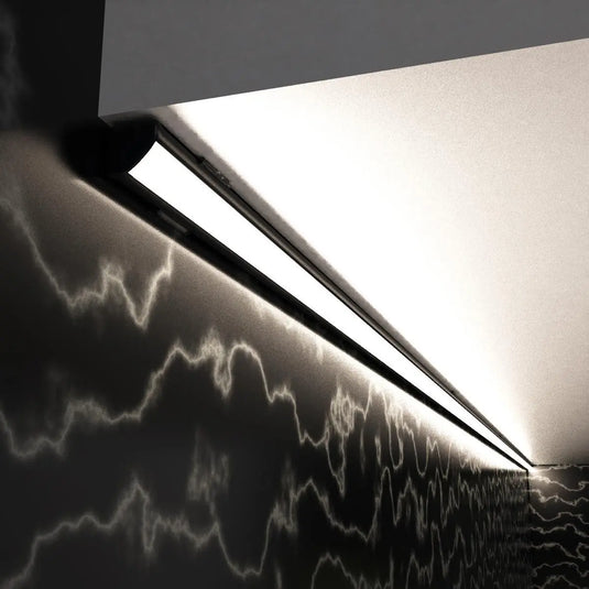 Black, Corner Aluminium Profile, With Frosted Diffuser under cabinet