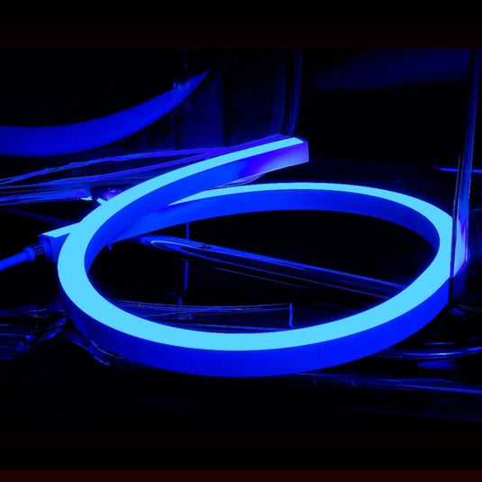 RGB neon flex lit blue