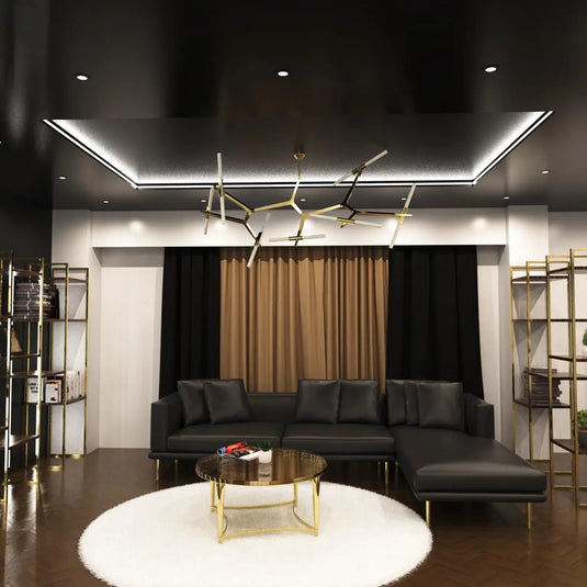 Black Aluminium Profile, Recessed With Cover and End Caps ceiling setting