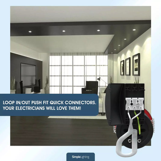 Die-Cast, Fire Rated LED Downlight push fit quick connector feature
