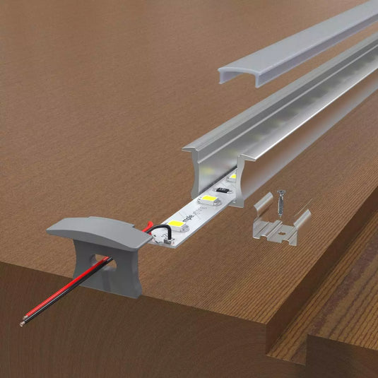 Recessed LED Mounting Profile, 15mm Deep in wood disassembled