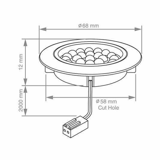 Recessed 1.8w LED Under-Cabinet Light dimensions