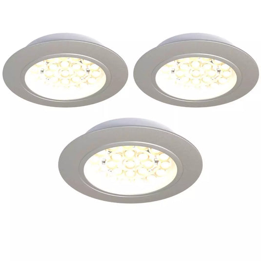 Pack of 3 recessed led under cabinet lights with warm white light