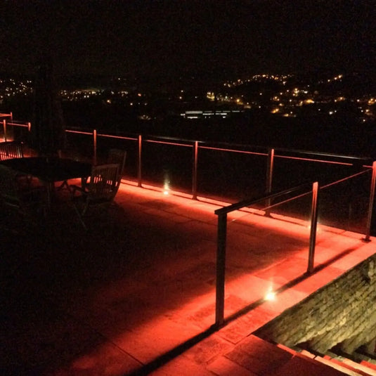 RGB LED Tape in Red outdoor setting