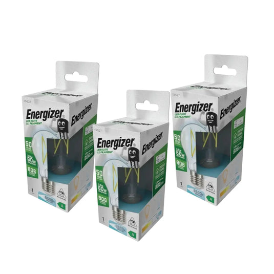 3 X Energizer, 3.8w E27 LED Bulb, A Rated, Screw Filament, 6500K