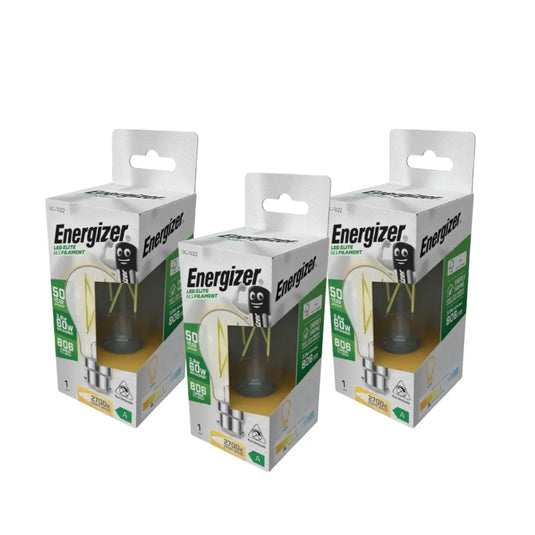 3 X Energizer, 3.8w LED Bulb, A Rated, B22 GLS Filament Style - 2700K Warm White