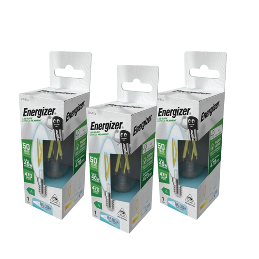 Pack of three E14 LED filament candle bulbs