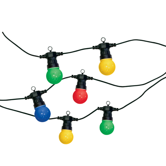 Festoon string with coloured globe lights