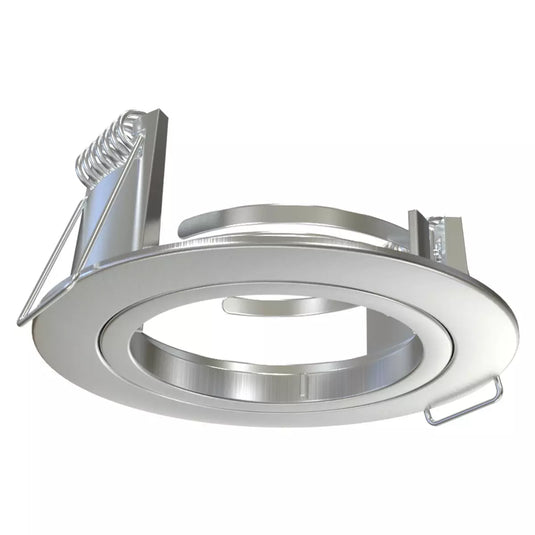 GU10 Downlight, Fixed Die Cast In A Brushed Chrome Finish close up bezel shot