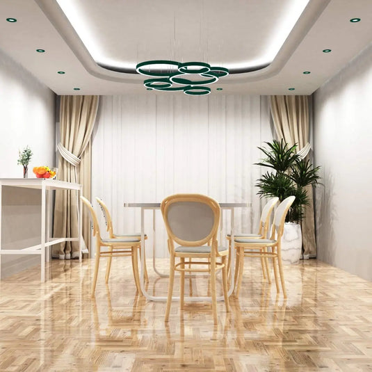 Fixed Fire Rated LED Downlight - Green Bezel dining room setting