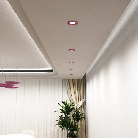 Fixed Fire Rated LED Downlight - Pink Bezel ceiling view shot