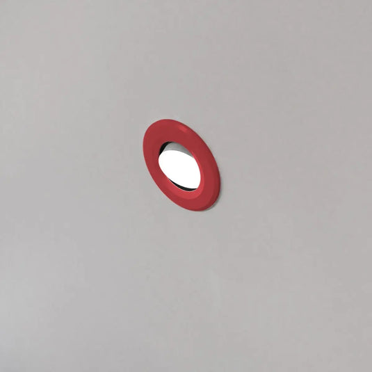 Tilt, Fire Rated LED Downlight - Red Bezel mounted in ceiling