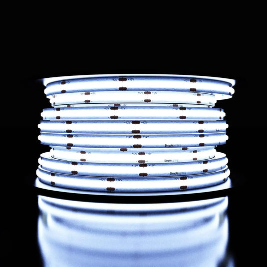 COB Dotless LED Strip Lighting, Cool White lit up full view shot