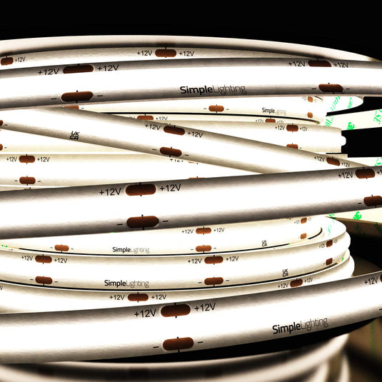 Natural white 12V COB LED strip lit
